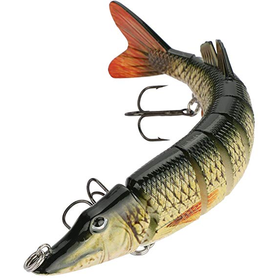 Goture Multi Jointed Hard Fishing Lure Life-like Pike Lure with Treble Hooks Freshwater Saltwater Fishing (7.87", 2.3oz)