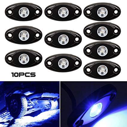 LEDMIRCY LED Rock Lights Blue Kit for JEEP Off Road Truck ATV SUV Boat Car Auto High Power Underbody Glow Neon Trail Rig Lights Underglow Lights Waterproof Shockproof(Pack of 10,Blue)