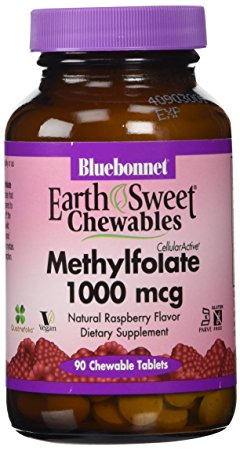 Bluebonnet Earth Sweet Cellular Active Methylfolate 1000 mcg Chewable Tablets, 90 Count