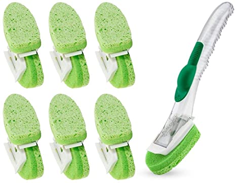 Libman 1 Dish Wand and 6 Dishwand Refill Replacement 2 Packs Soap Dispenser Dish Sponge 12 Pack Refills Nonscratch Dishwand Holder Handle Dishwashing Scratch Free