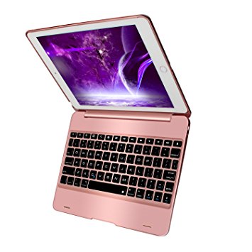 New iPad 9.7 iPad Pro 9.7 Keyboard Case,Sounwill Folio Smart Case Protective Cover with Keyboard For iPad Air,iPad Air 2,iPad Pro 9.7 and 2017 New iPad 9.7 (Rose Gold)