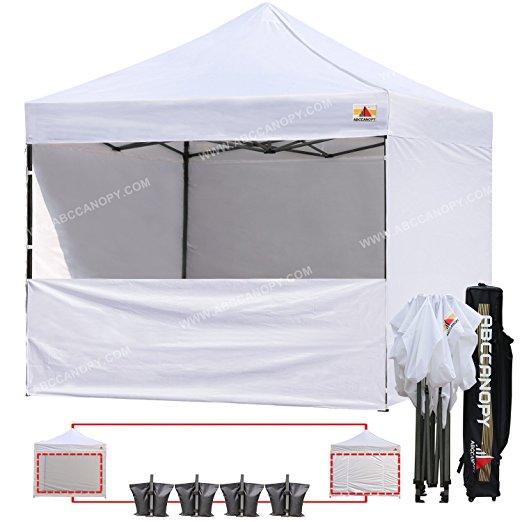 Abccanopy Deluxe 10x10 Instant Canopy Craft Display Tent Portable Booth Market Stall with Wheeled Carry Bag , Bonus 4x Weight Bag