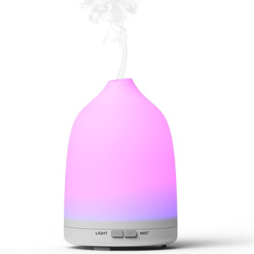 Essential Oil Diffuser,Holan 120ml Ultrasonic Aromatherapy Diffuser / Aroma Diffuser / Cool Mist Humidifier with Adjustable Mist Mode,Multi-Color Light and Waterless Auto Shut-Off for Bedroom, Nursery or Desk