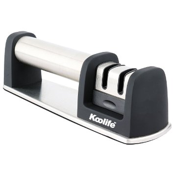 Koolife Knife Sharpener with 2 Stage Coarse and Extra-Fine Sharpening System for Steel Knives in All SizesBlack