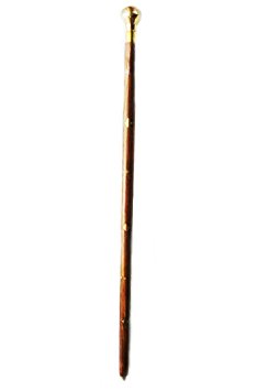 Aarsun Handmade Wooden Walking Stick / Rule With Round Brass Tip (Brass)