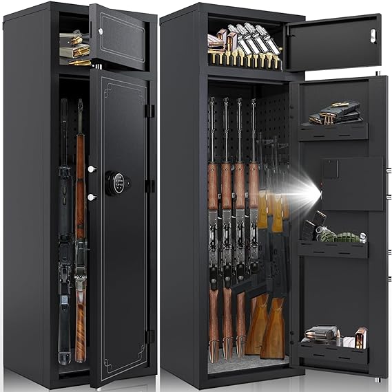 10-12 Rifle Gun Safe,Gun Safes for Home Rifles and Pistols,Large Unassembled Rifle Safe with 3 Removable Gun Racks, Quick Access Gun Cabinets with Digital Keypad