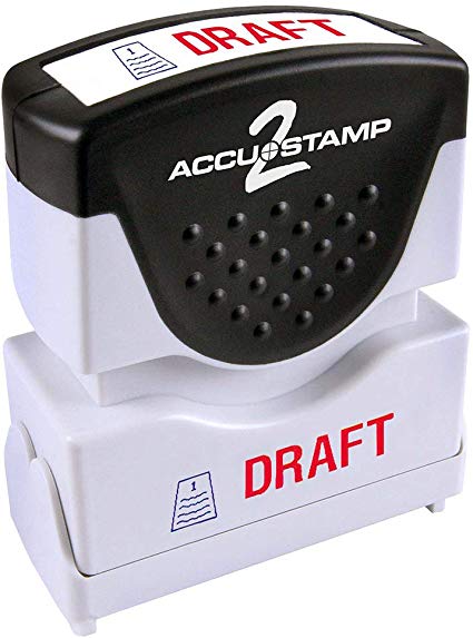 ACCU-STAMP2 Message Stamp with Shutter, 2-Color, DRAFT, 1-5/8" x 1/2" Impression, Pre-Ink, Red and Blue Ink (035542)