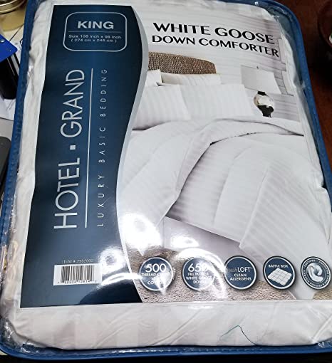 Hotel Grand White Goose Down Comforter 500 Thread Count 650 Fill Power (King (108"x98"))