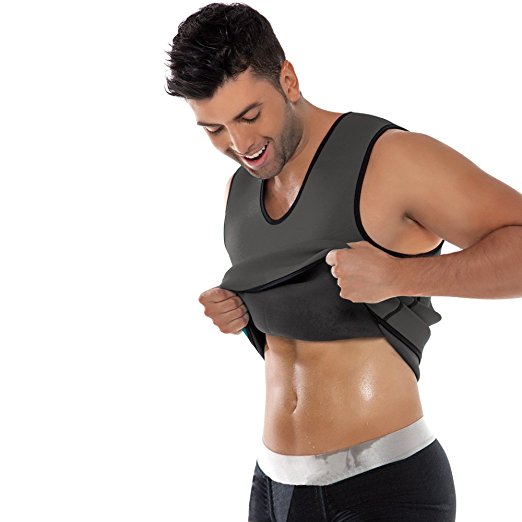 NINGMI Neoprene Slimming Vest Sweat Sauna Suits Gym Mens Weight Loss Shapewear