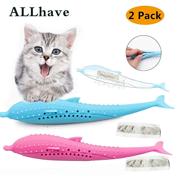 ALLhave Catnip Toys Simulation Fish Shape, Fish Flop Cat Toy, Pet Cat Fish Shape Toothbrush with Catnip Doll Interactive Pets Pillow Chew Supplies for Cat