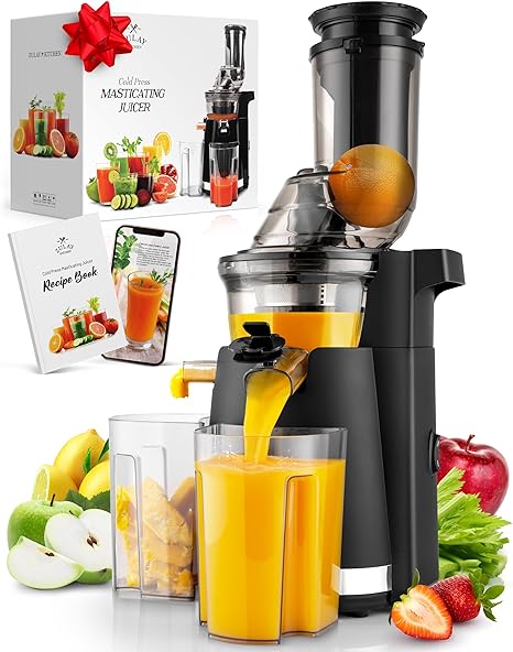 Zulay Fruit Press Machine - Masticating Juicer Machine with High Yield, Quiet Motor, & Reverse Function - Celery Juicer & Carrot Juicer with Wide Chute - Slow Juicer Cold Press for Fruits & Vegetables