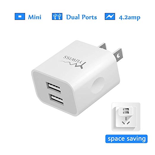 YW YUWISS Dual USB Wall Fast Charger 1 Pack Travel Wall USB Plug Home Power Adapter Quick Charging Box for USA Japan Canada Work on Mobile Phone Power Bank and etc.
