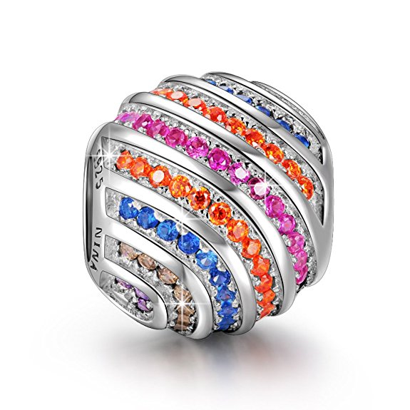 NinaQueen "Rainbow" 925 Sterling Silver CZ Gemstones Charms