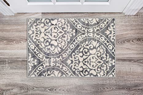 Rugshop Transitional Floral Damask Area Rug 2' x 3' Gray