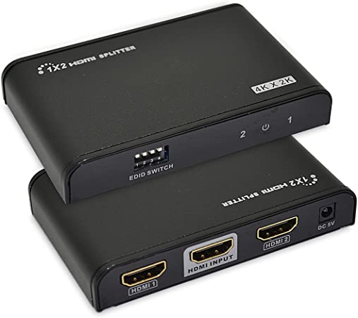 OREI HDX-102 Premium 1X2 2 Ports HDMI Powered Splitter V1.4 Certified with Full Ultra HD 4K/2K 1080P and 3D Resolutions