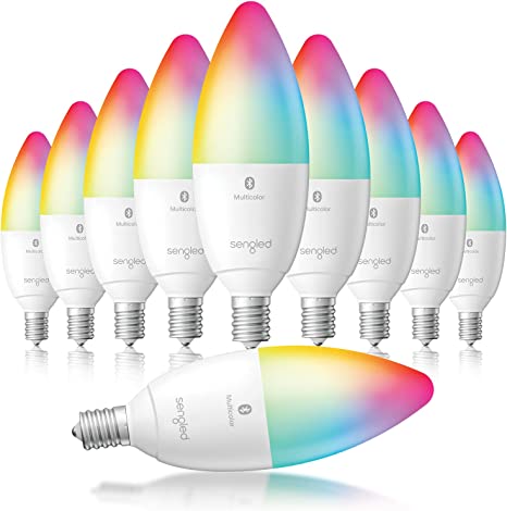 Sengled Alexa Light Bulb, Candelabra Light Bulbs, RGBW Bulbs, E12 Smart Bulbs That Work with Alexa, B11 Color Led Light Bulb, Color Changing Light Bulb, 45W Equivalent, No Hub Required, 10 Pack