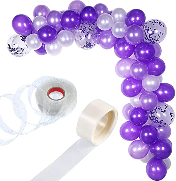 Tatuo 112 Pieces Balloon Garland Kit Balloon Arch Garland for Wedding Birthday Party Decorations (White Purple)