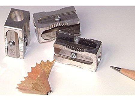 3 PACK: Kum 104.03.01 Magnesium Alloy Metal 1-Hole Steel Blade Rectangular Pencil Sharpeners