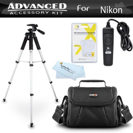 Tripod Bundle Kit For Nikon D7200, Df, D750, D5300, D3300, D5200, D3200, D3100 D5100 D7100 D600 D610 D800 D810 Digital SLR Camera Includes 57 Inch Tripod   Remote Shutter Release   Carrying Case