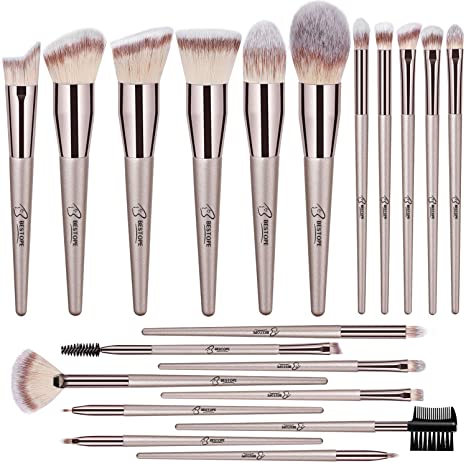 BESTOPE 20PCs Makeup Brushes Premium Synthetic Concealers Foundation Powder Eye Shadows Makeup Brushes with Champagne Gold Conical Handle