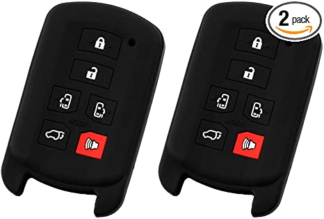 For 11-18 Toyota Sienna Rubber Keyless Entry Remote Key Fob Skin cover 6btn - 2 PACK