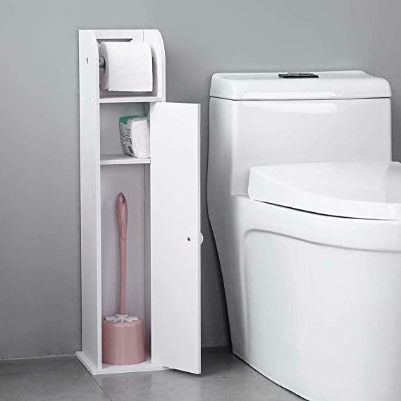 Durable Narrow PVC Toilet Paper Bathroom Cabinet with White Paper Roll Storage Organizer Set Floor Cabinet Bathroom