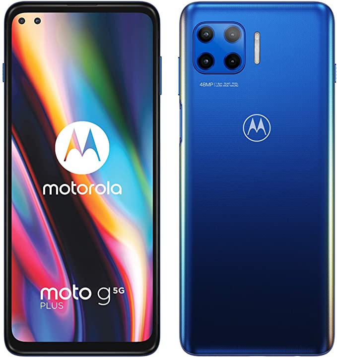 Motorola moto g 5G plus (5G, 6.7" FHD , Qualcomm Snapdragon SD765, 48MP quad camera system, 5000 mAH battery, Dual SIM, 4/64GB, Android 10), Surfing Blue