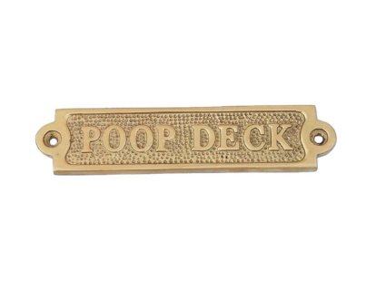 Hampton Nautical  Brass Poop Deck Sign 6" - Metal Wall Plaque - Novelty Sign