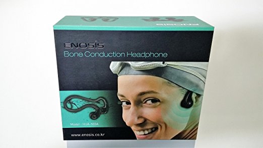 ENO-BBLK Open Ear Bone Conduction Headphones with Microphone, Sports, Outdoor, Biking, Running, Activity, Safety (Black)