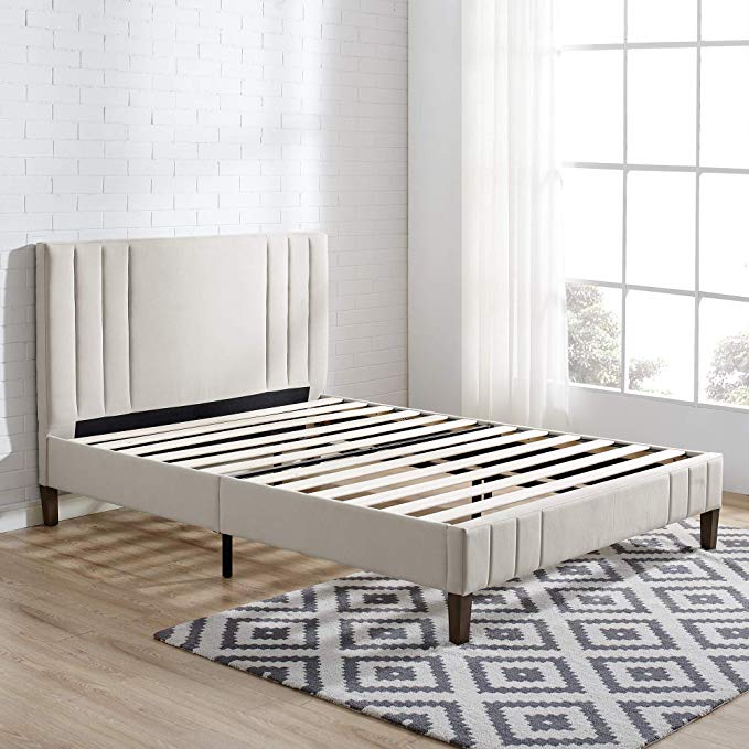 Classic Brands DeCoro Chicago Channel Tufted Upholstered Platform Bed | Headboard and Wood Frame with Wood Slat Support, Full, Peyton Shell