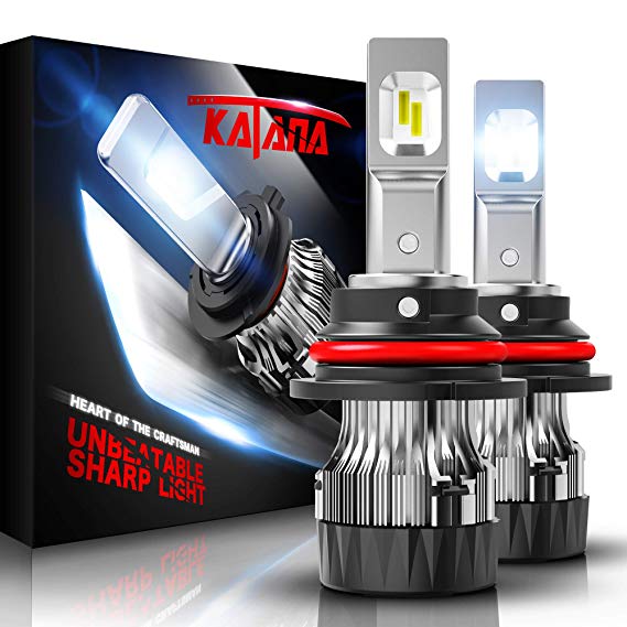 KATANA 9007 LED Headlight Bulbs w/Mini Design,4700Lux 10000LM 6500K Cool White CREE Chips All-in-One Conversion Kit