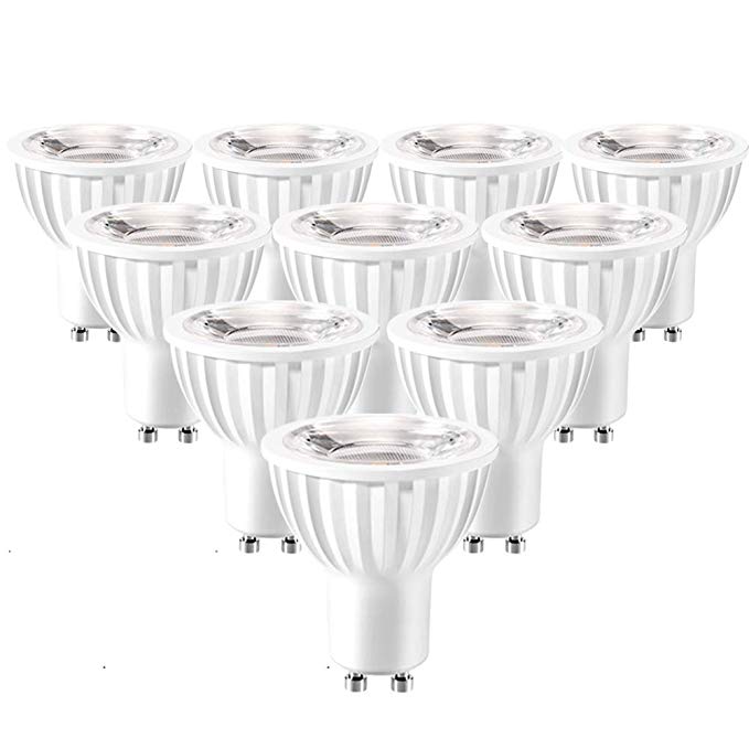 LED GU10 Light Bulbs 3000K Warm White Dimmable 50W 60W Halogen Bulb Replacement 7W 600lm 40-Degree MR16 GU10 Spot for Track Recessed Lighting 10-Pack