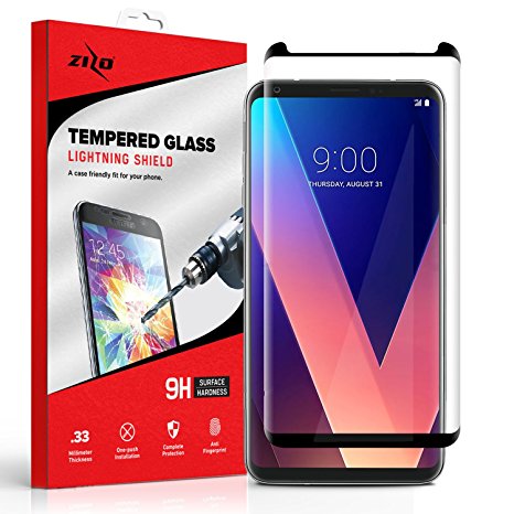 Zizo Full Edge-to-Edge Curved Glass LG V30 Screen Protector -Antiscratch - Black