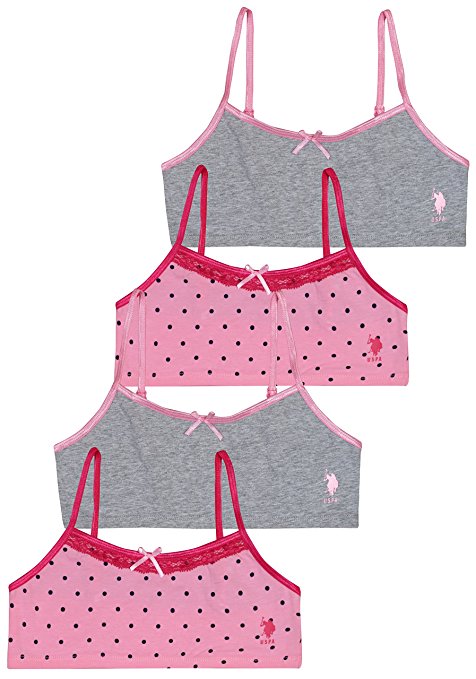 U.S. Polo Assn. Girls Training Bra, (4-Pack)