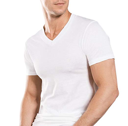 Stafford Men's Tall/Extra Tall Blended Cotton V-Neck Undershirt 4-Pack