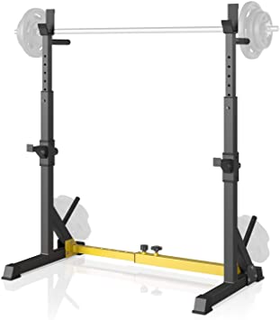 GARTIO Adjustable Squat Rack Stand, Multi-Function Strength Training Workout Barbell Rack, Heavy-Duty Free Bench Press Dipping Station, Suit for Weight Lifting, Home, Gym, Garage 570lbs Capacity
