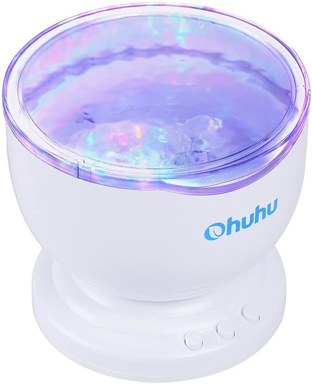 Ohuhu Ocean Wave Night Light Projector and Music Player, 8 Colors Changing Modes Rotating Ocean Projector Lamp, Christmas Gift, Great Indoor Decoration