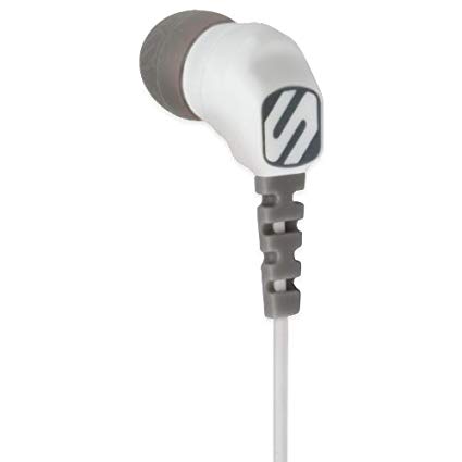 SCOSCHE hps200wgy Noise Isolation Earbuds 10.5mm drivers and Ear Clips - Retail Packaging - White/Grey