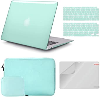 iCasso Case Compatible with MacBook Air 13 inch Case 2020 2019 2018 A2337 M1/A2179/A1932 Touch ID, Hard Shell Case, Sleeve, Screen Protector, Keyboard Cover for MacBook Air 13'' with Small Bag (Mint Green)