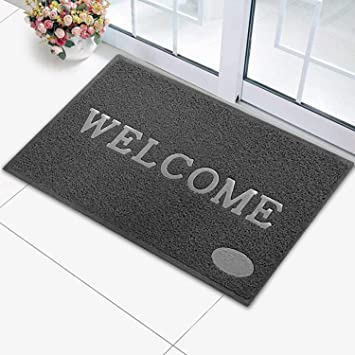 Kuber Industries Rubber Super Absorbent Outdoor Welcome MAT– Non-Slip Net Backing, Heavy Duty, Waterproof, Easy Clean for Entry, Dust Trapper, Eco-Friendly (Grey)-KUBMART15373