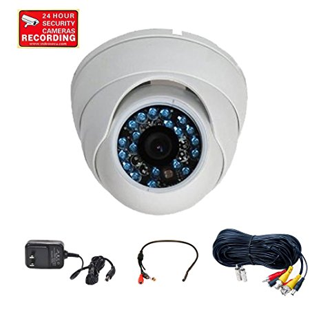 VideoSecu CCTV Built-in SONY CCD Surveillance Camera 600TVL Wide Angle IR Infrared Weatherproof Outdoor Day Night Vision Vandal Proof with Mini Audio Microphone, Power Supply, Video Audio Cable A13