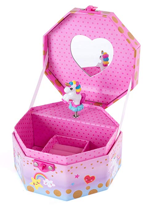 Hot Focus Musical Girls Jewelry Box – Rainbow Unicorn Music Jewel Storage Box – Plays Beethoven’s Für Elise