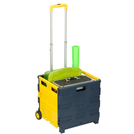 Honey-Can-Do CRT-03622 Folding Utility Cart, Collapsible Design, Blue/Yellow