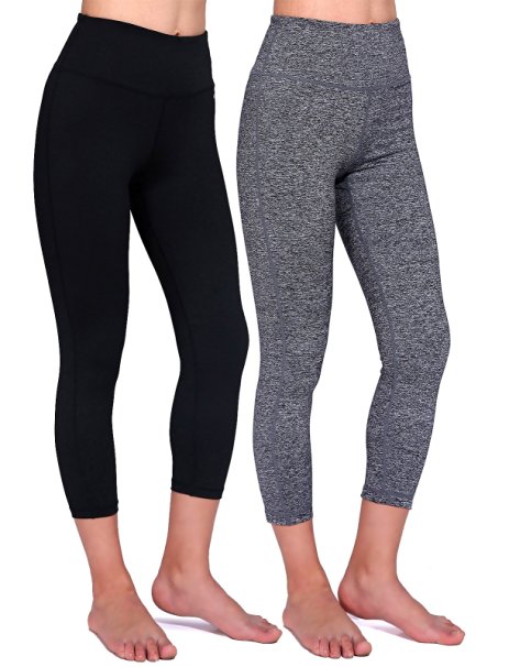 Daisity Women's Yoga Capris - Gym Activewear Slim Spandex Tights - Hidden Pocket