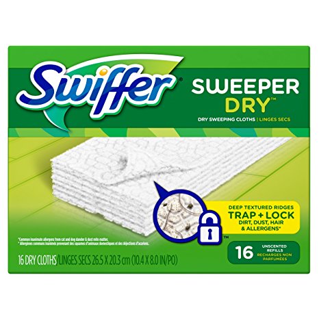 Swiffer Sweeper Dry Sweeping Pad Refills for Floor mop Unscented 16 Count