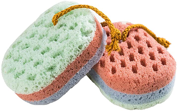 Bath Sponge, Sponge Loofah Body Scrubber, Shower Pouf Cleaning Loofahs Sponge Soft Bath Sponge for Women, Men, Kids, 100% Fiber Sponge Body Shower Sponge Body Scrubber (2pcs)