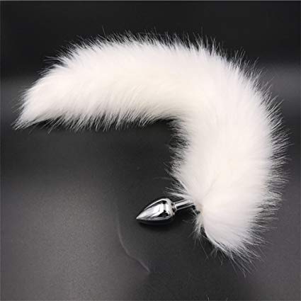 Leosi White Faux Fox Tail Stainless Steel Fun Plug Romance Games Play Party Toy Love Gift for High Happy (Style 1,S)