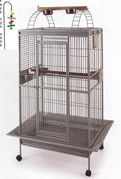 New Large Double Ladders Open Play Top Wrought Iron Bird Parrot Parttot Finch Macaw Cockatoo Cage, Include Seed Guard and Toy Hook
