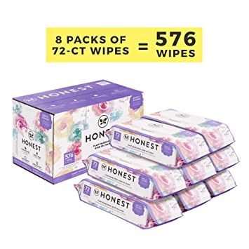 The Honest Company Designer Baby Wipes - 576 Count | Rose Blossom | Over 99 Percent Water | Pure & Gentle | Plant-Based | Fragrance Free | Extra Thick & Durable Wet Wipes