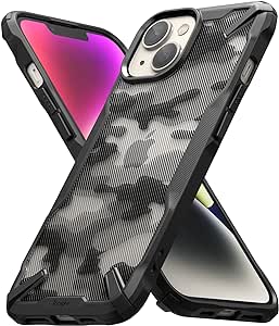 Ringke Fusion-X [Military Design] Compatible with iPhone 14 Plus Case 6.7 Inches, Camouflage Hard Back Heavy Duty Shockproof Advanced Protective Bumper Cover - Camo Black